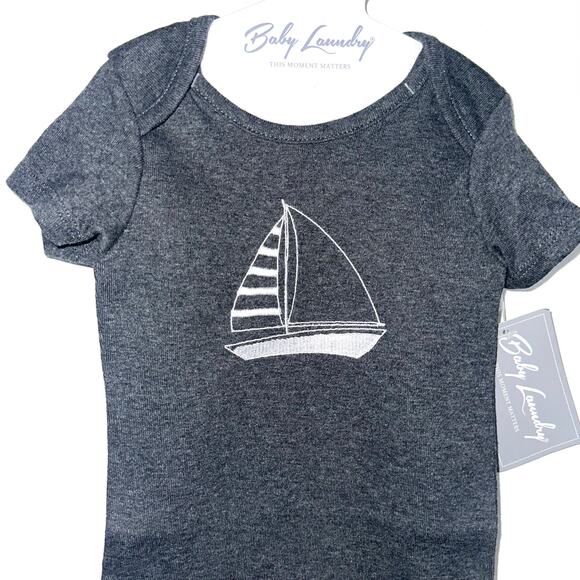 NWT Baby Laundry Grey Sailboat Baby Bodysuit Size 3-6M - Picture 2 of 8
